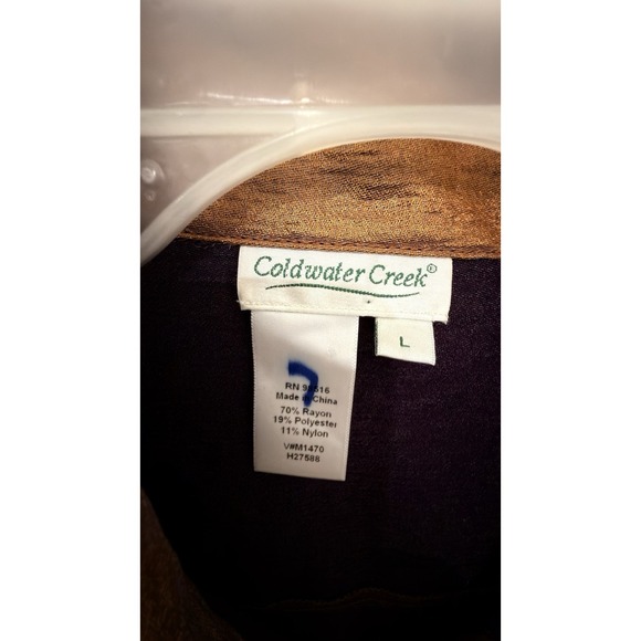 Coldwater Creek Linen Blend Button Front 3/4 Sleeve Shirt Top Womens Large - Picture 2 of 7